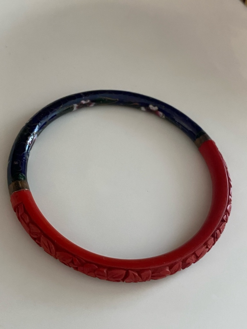 Cloisonné & Cinnabar Bangle